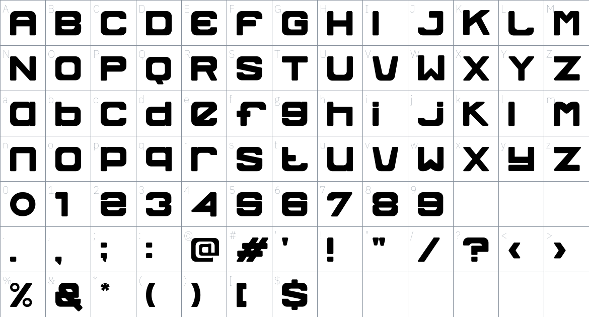 Spacesky font Character Map