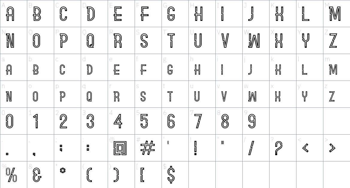 Carlitos font Character Map