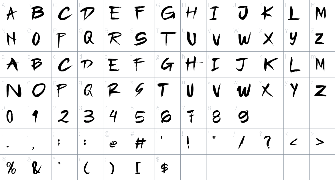 Arshin font Character Map