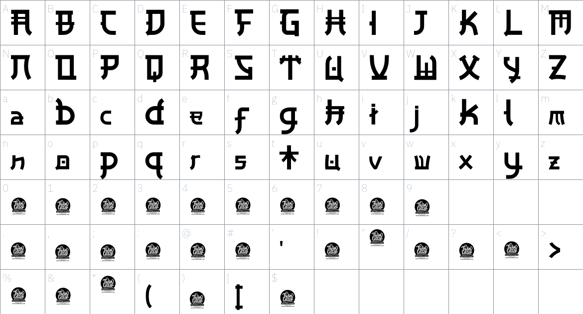 Hamiba font Character Map