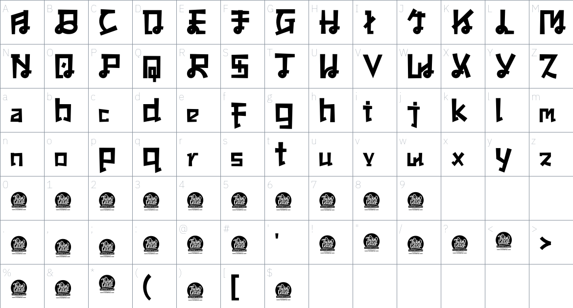 Qoroshi font Character Map