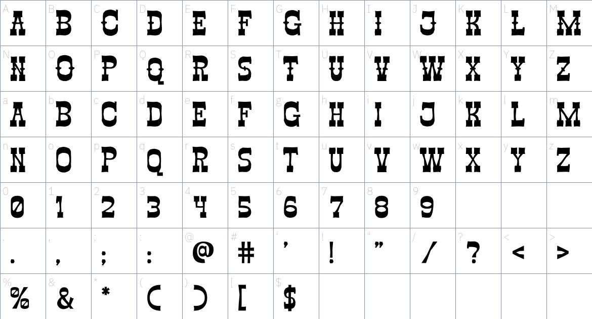 The Django Font font Character Map