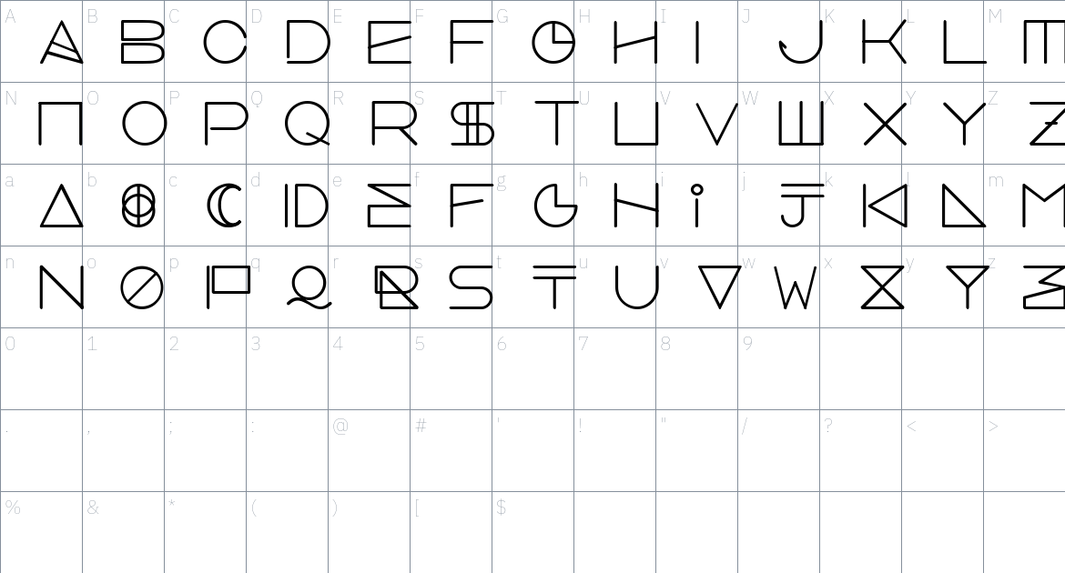 Eiforya Font font Character Map