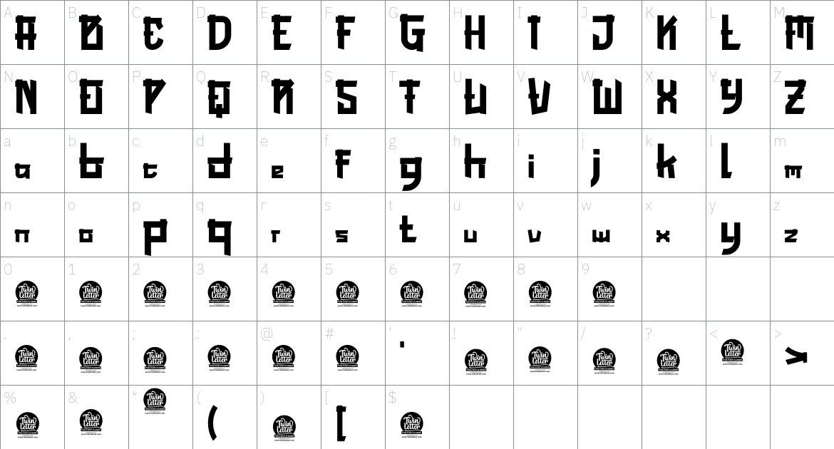 Kogama font Character Map