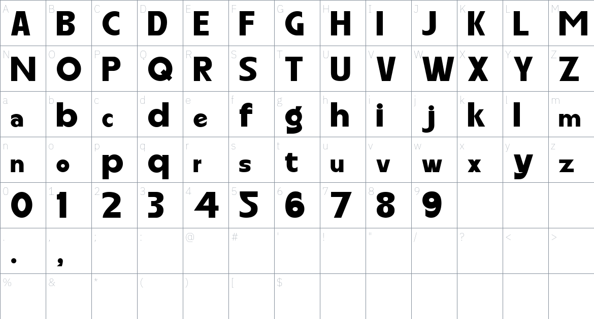 Carltine font Character Map