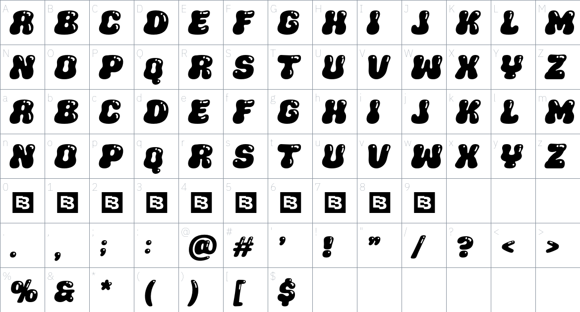 Hopalope font Character Map