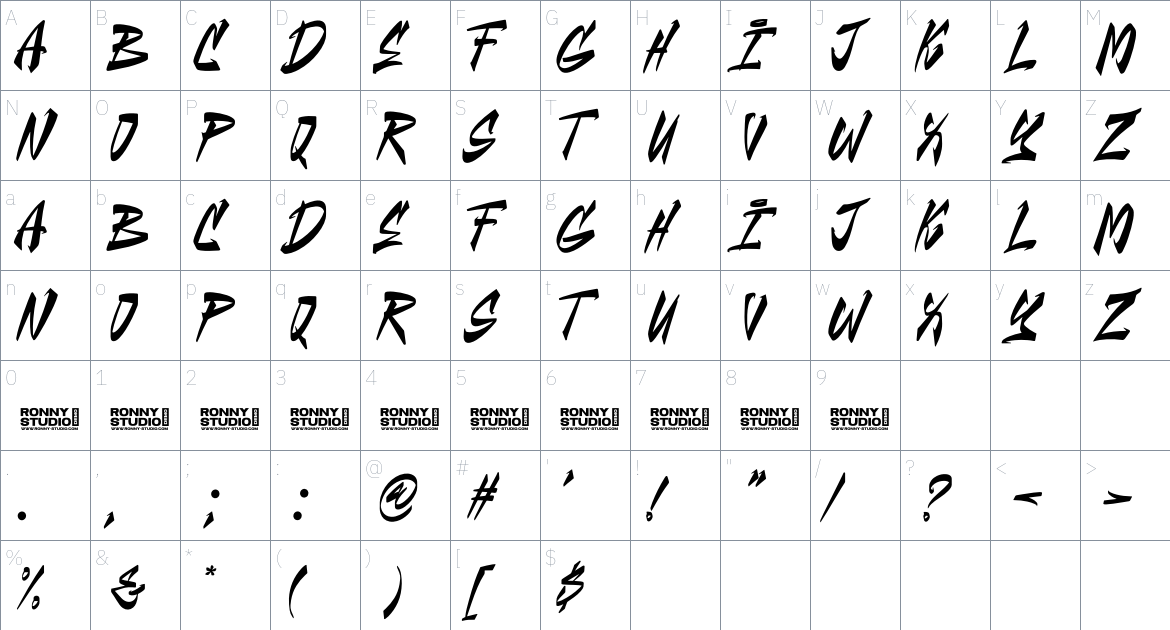 Counter Attack font Character Map