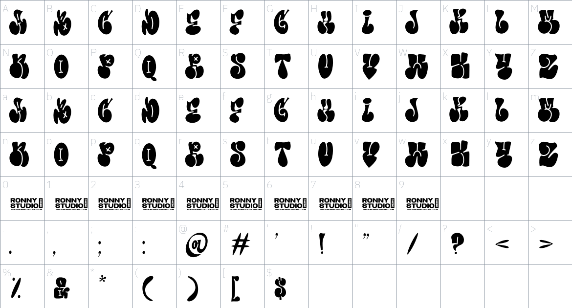 More Than Life font Character Map