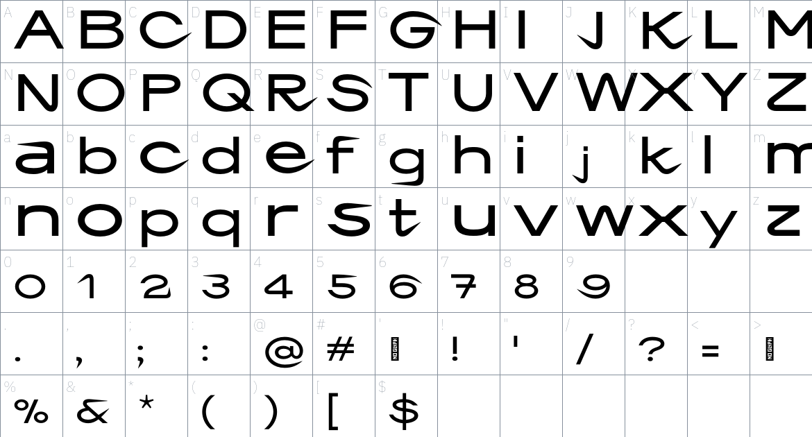 Azest Font font Character Map