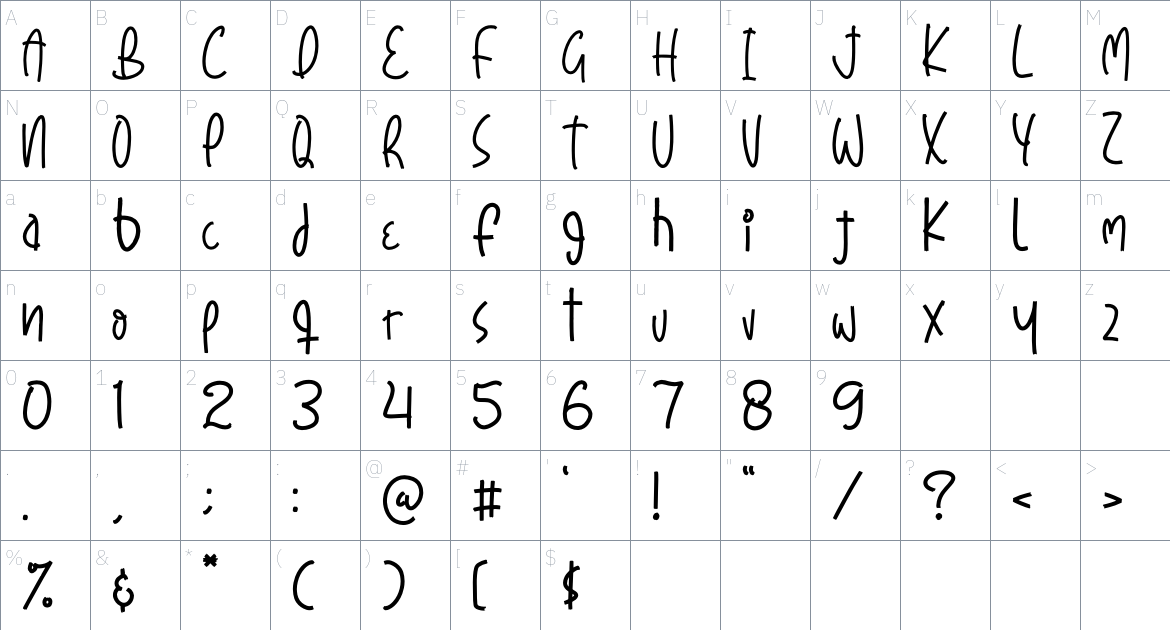 Mashoke Pumpkin font Character Map