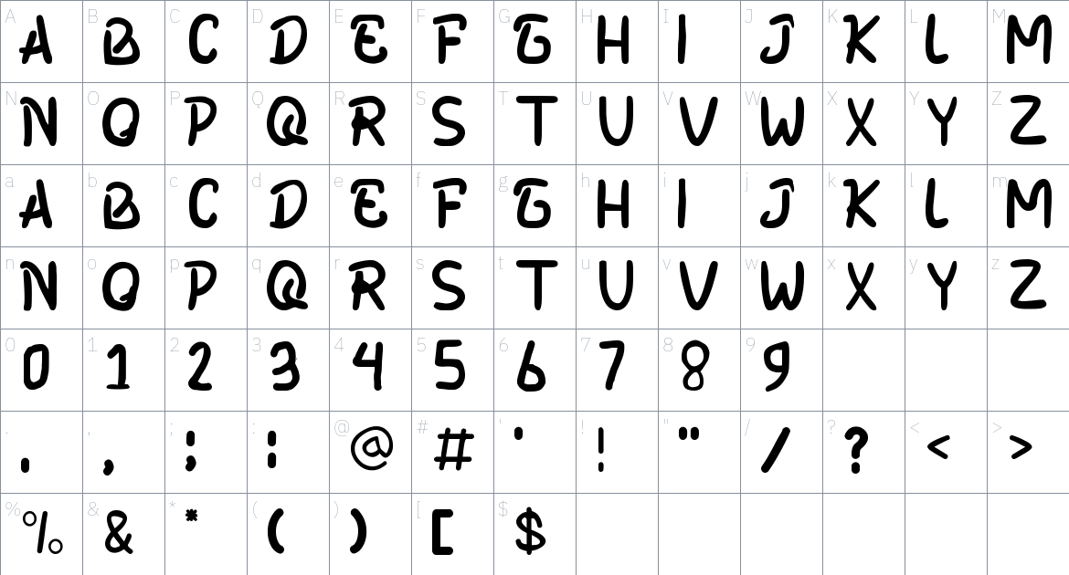 Qorek font Character Map