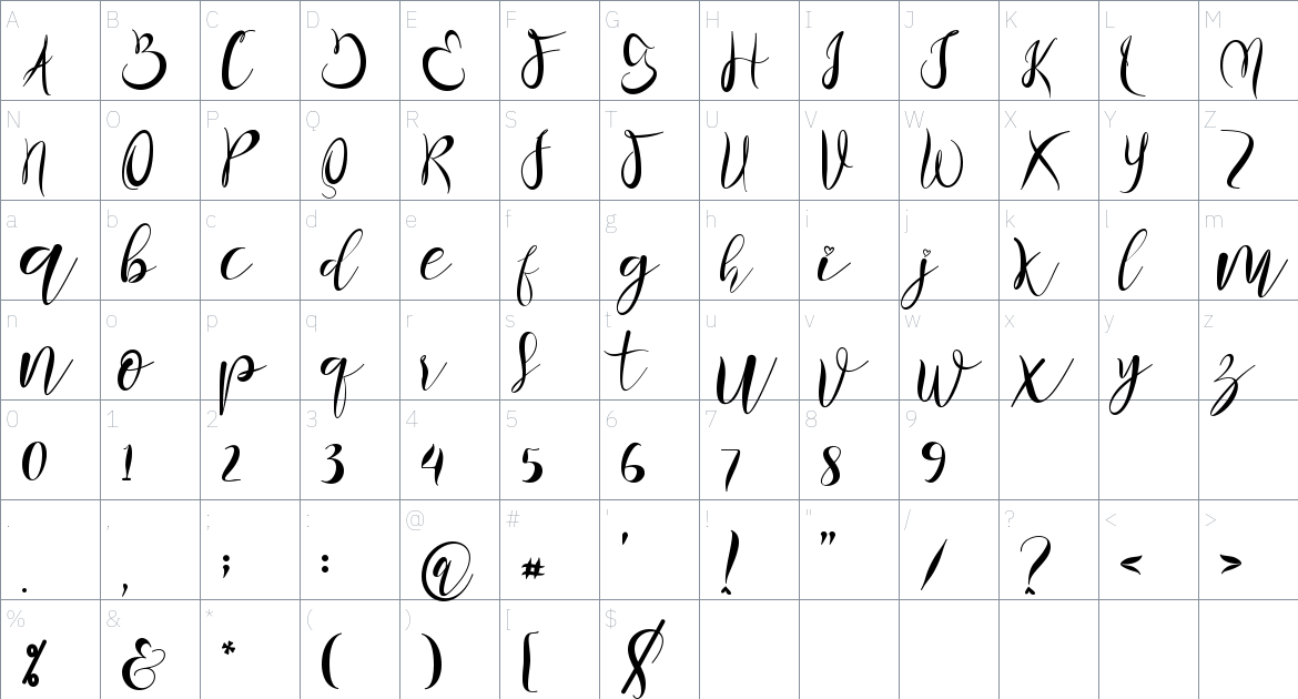 Monalissa Font font Character Map