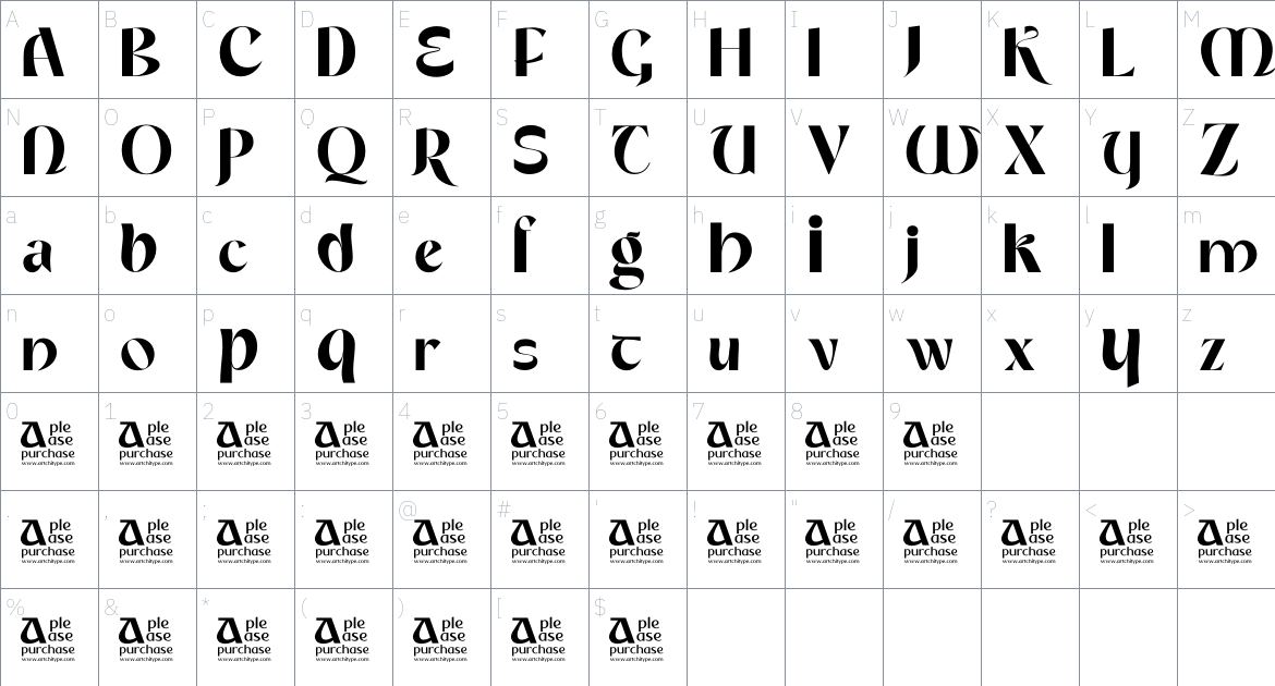 Sragentina font Character Map