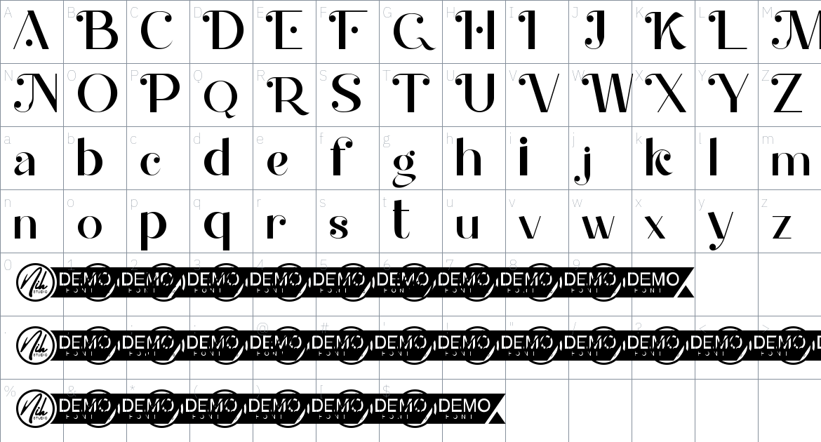 Angela Station font Character Map