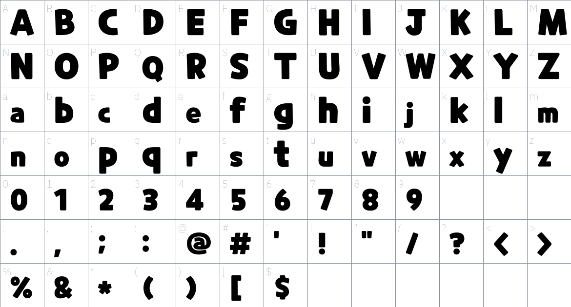 Cookie Run Font font Character Map