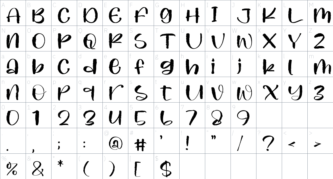 Pacifica font Character Map