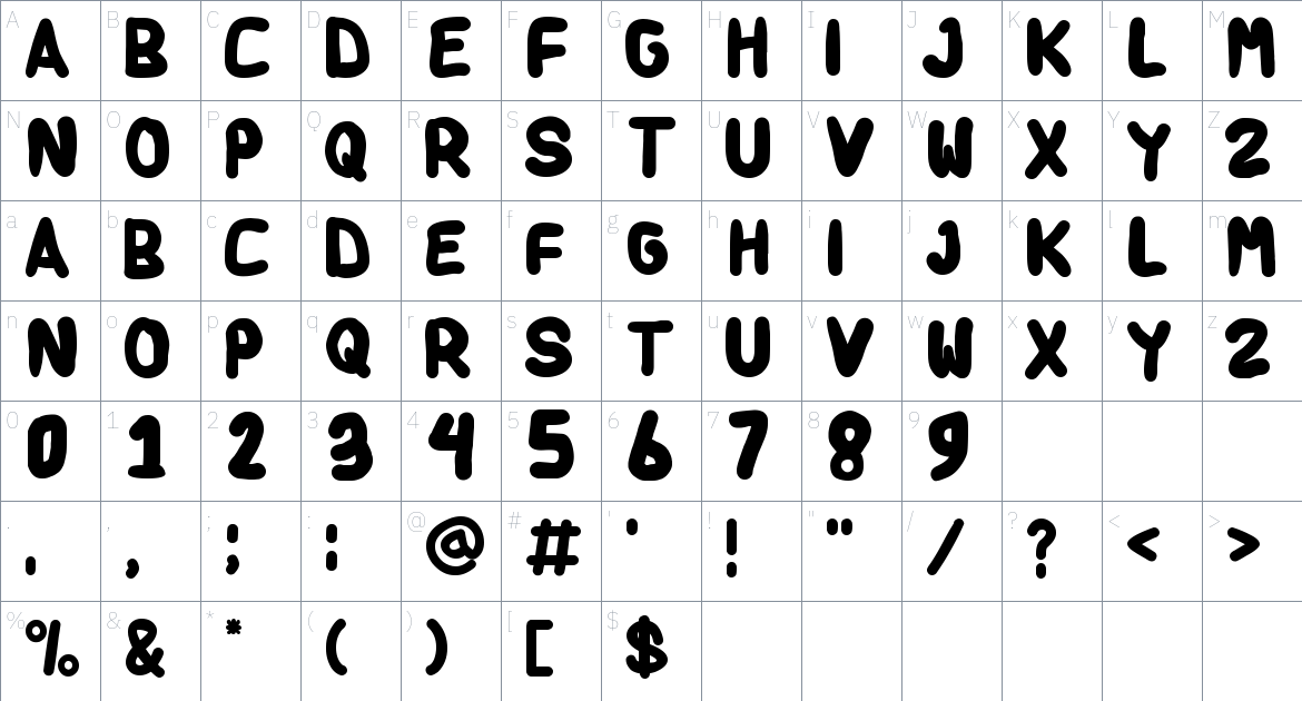 Home Boys font Character Map