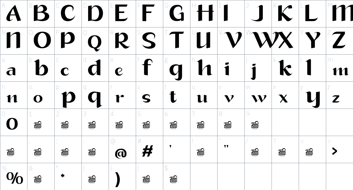 Gitky font Character Map