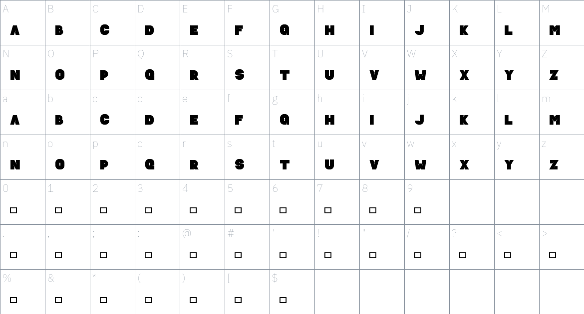 Kalmunt Font font Character Map