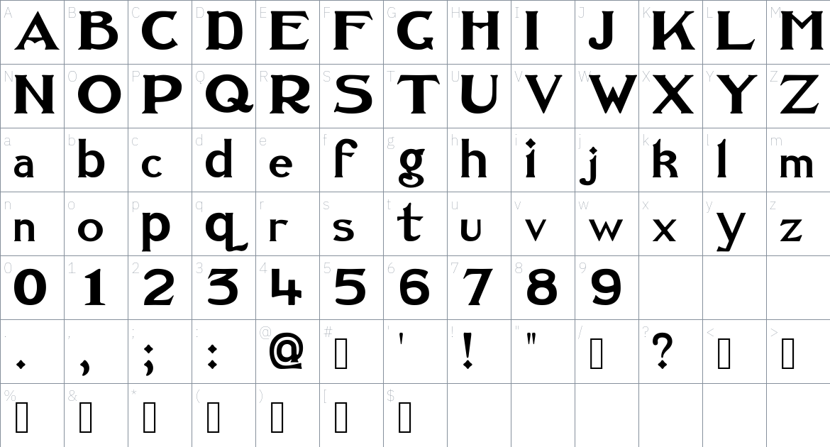 Oakura Font font Character Map