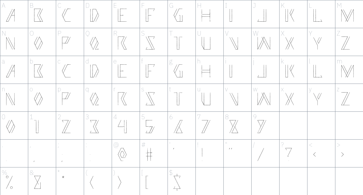 Exterior Font font Character Map