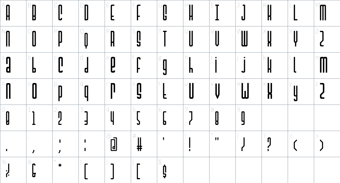 Kamino Font font Character Map