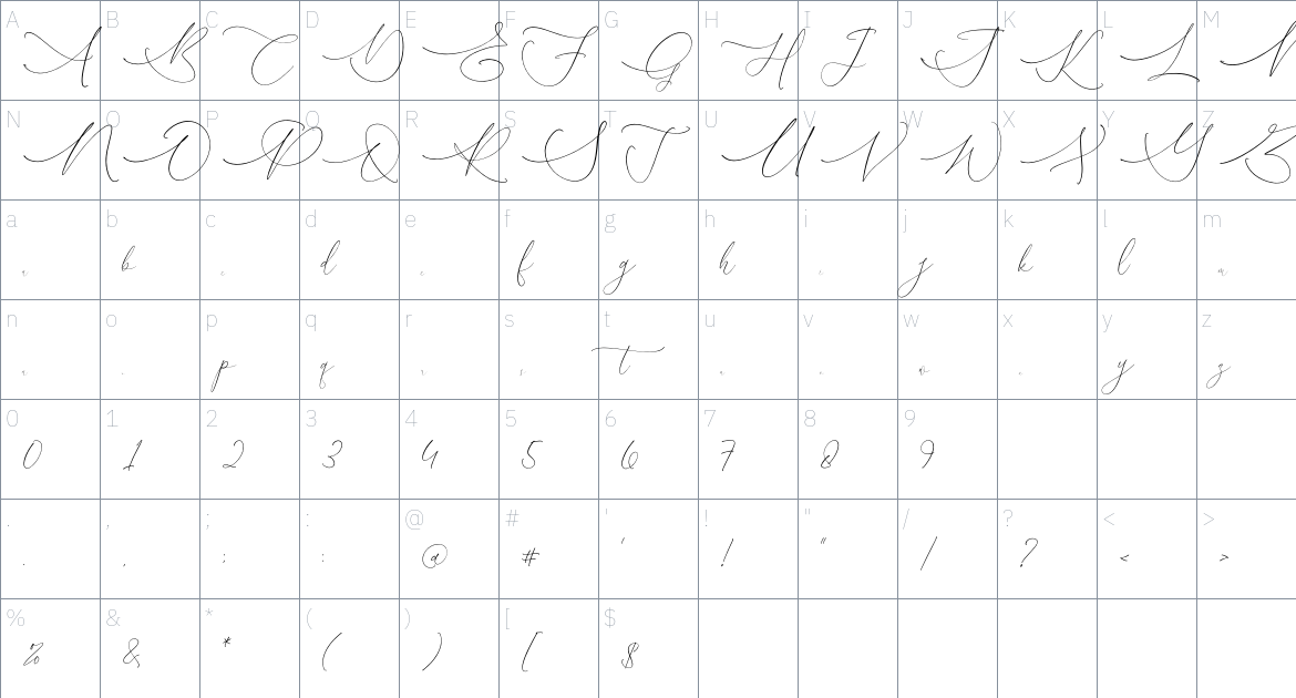 Clements Morgle Font font Character Map