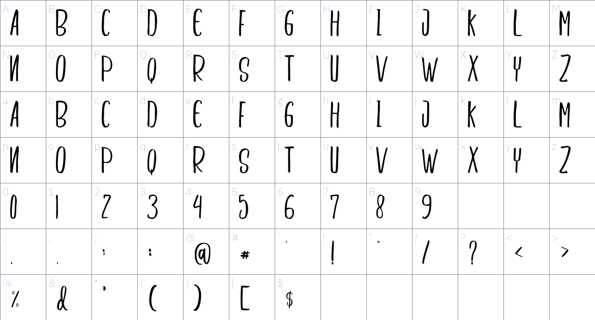 Adheana Font Duo font Character Map