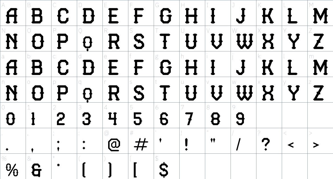 Morthan Blacks font Character Map