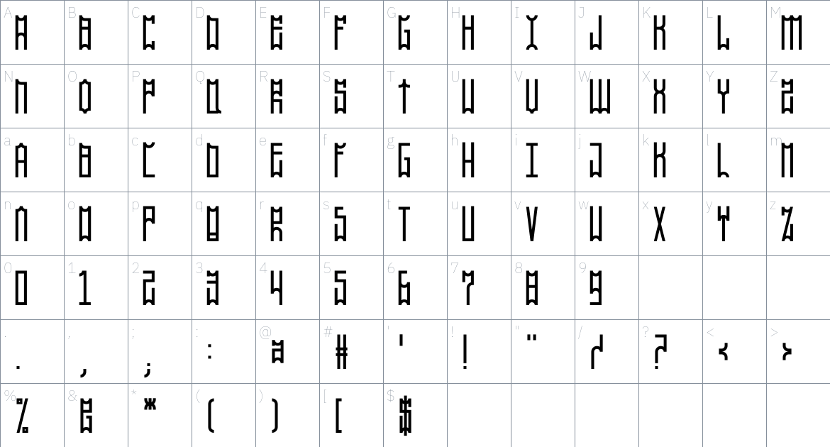 SP 011 Pro Font font Character Map