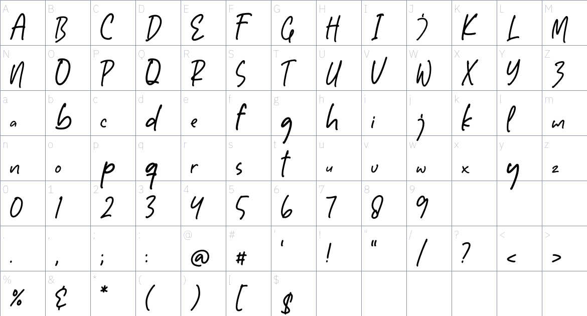 Morgan Notes font Character Map