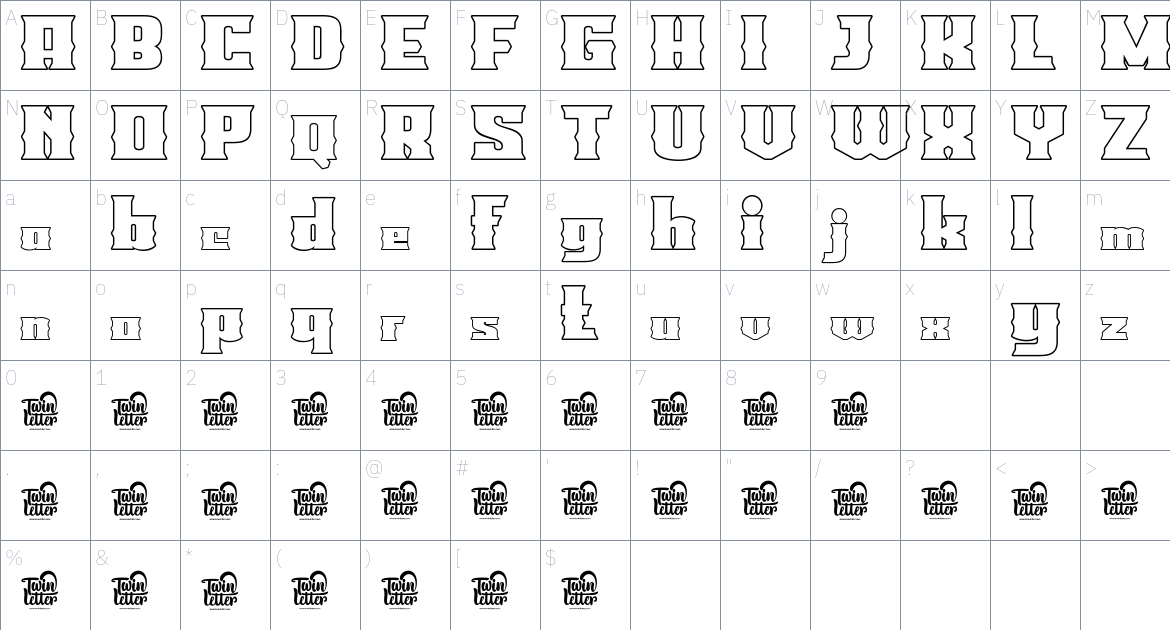 Larof font Character Map