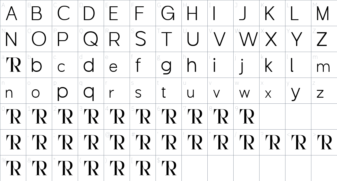 Guminert Font font Character Map