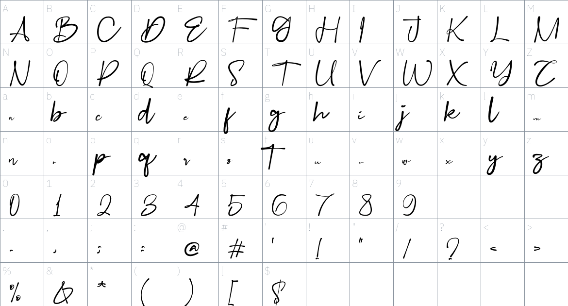 Joonfloss font Character Map