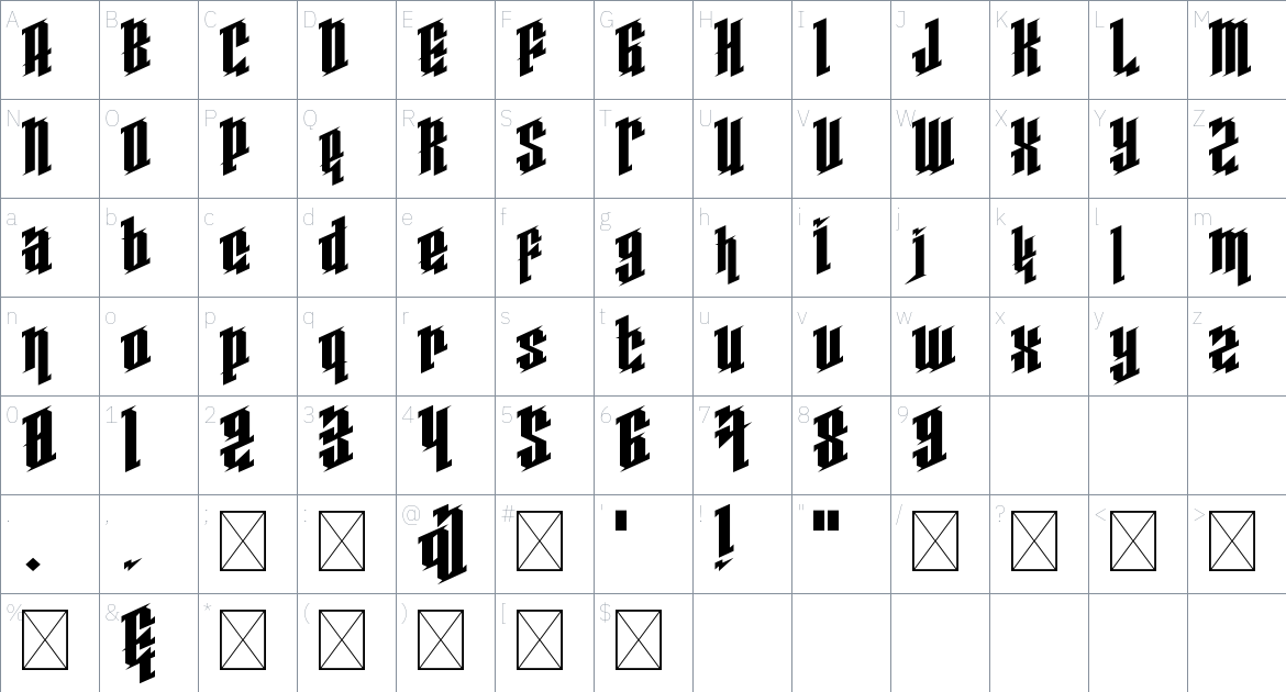 Jolt Font font Character Map