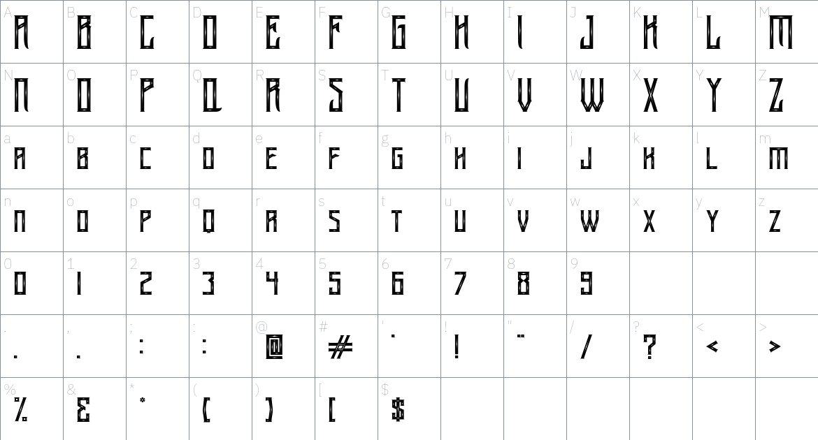 Arsenic font Character Map