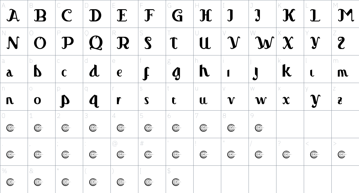 Festival Day font Character Map