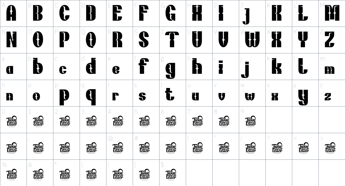 Bhikum font Character Map