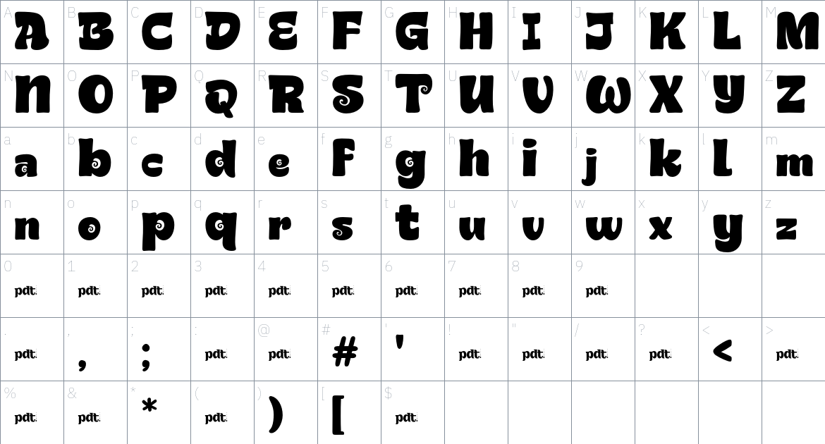 GEMSEAtrial font Character Map