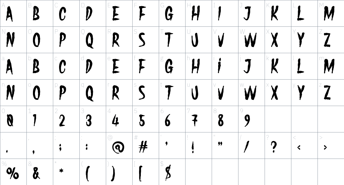 Hallo Boo font Character Map