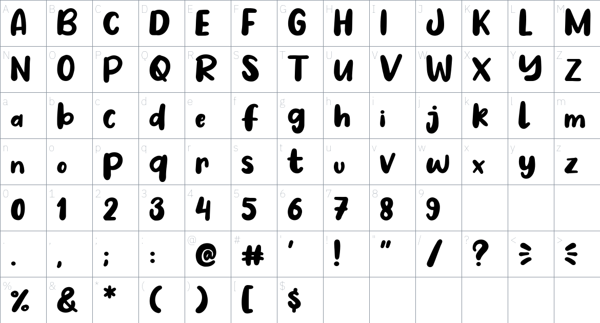 No Virus font Character Map