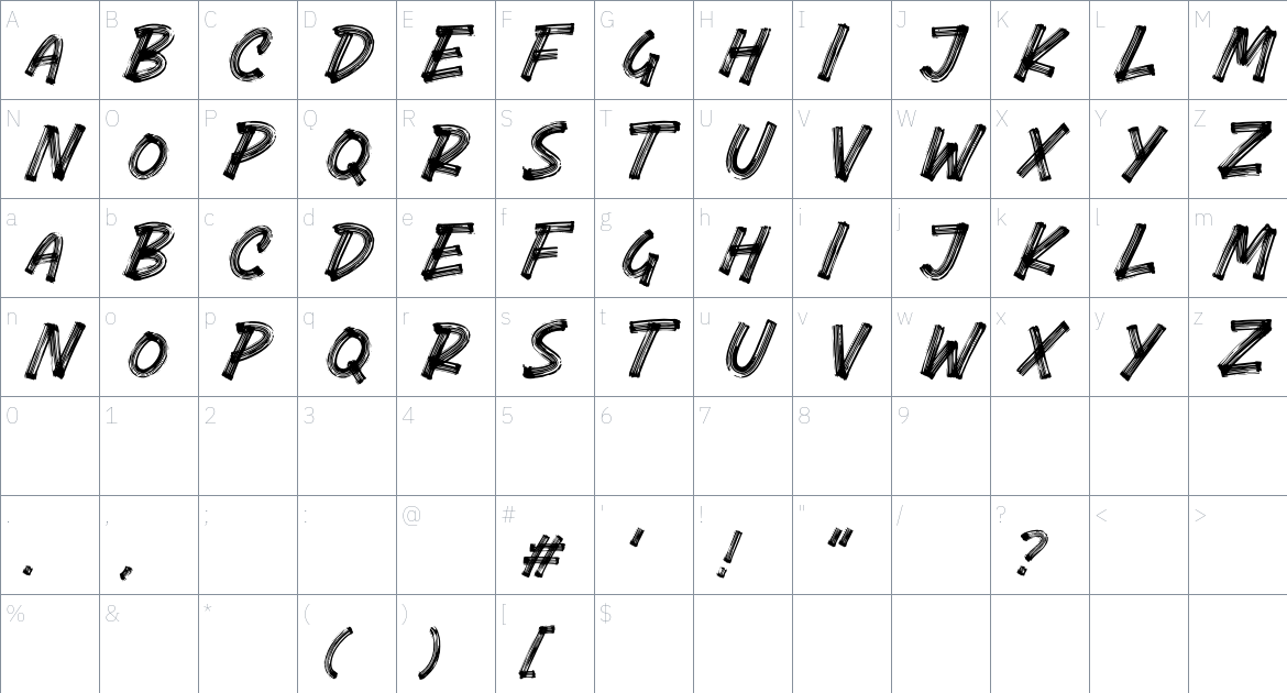 Brich font Character Map