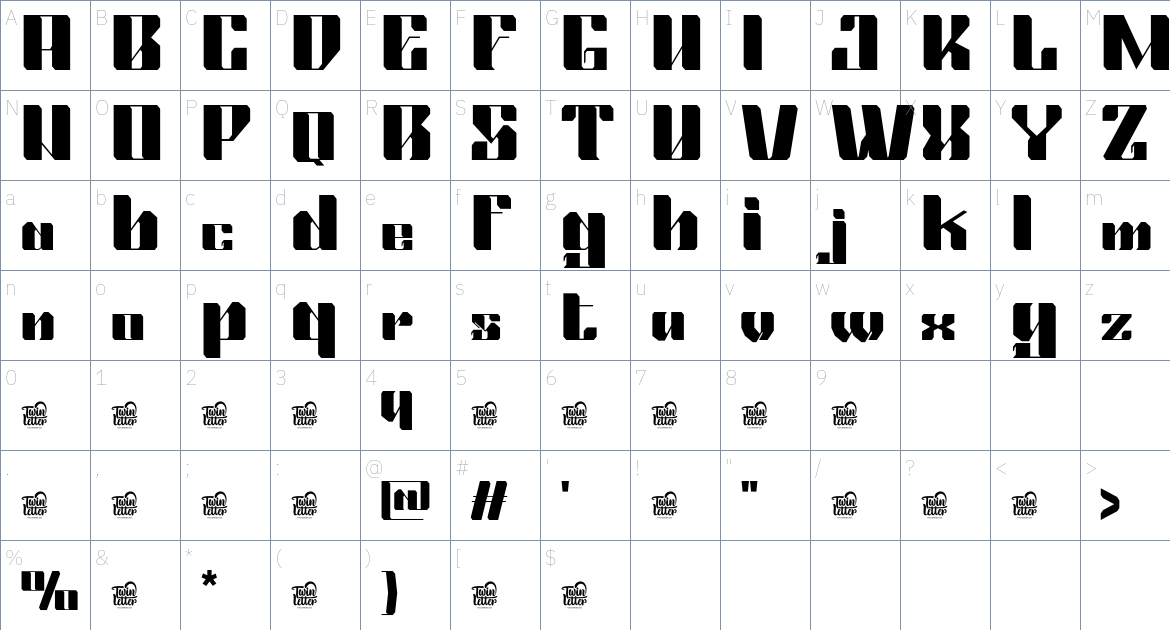 SELAUK Trial font Character Map