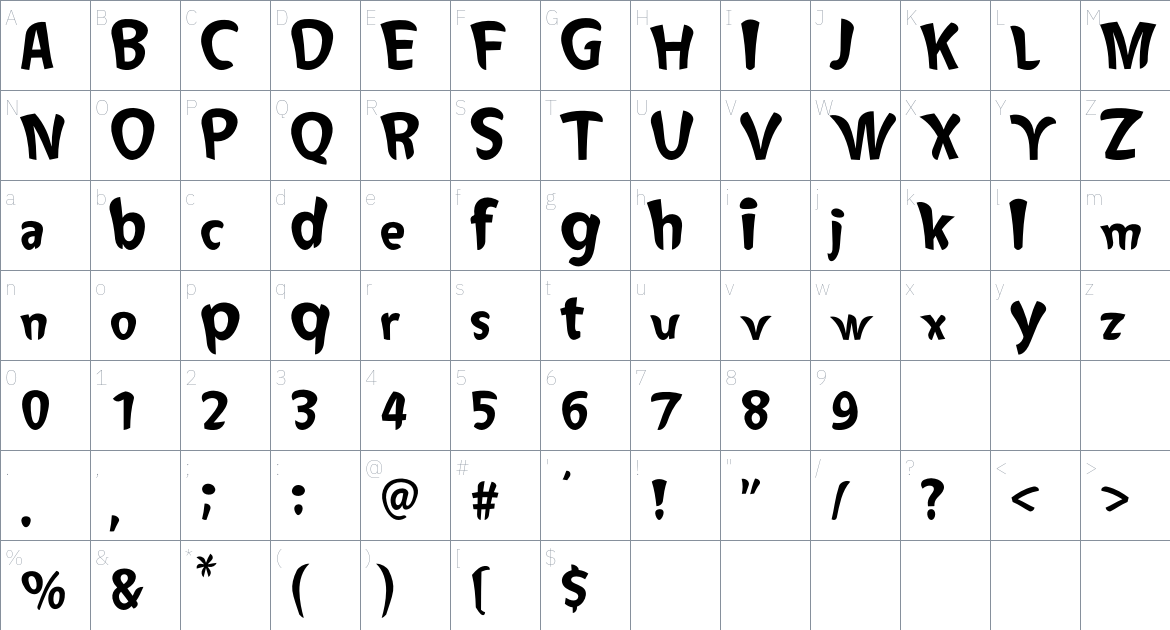 Mpexo Font font Character Map