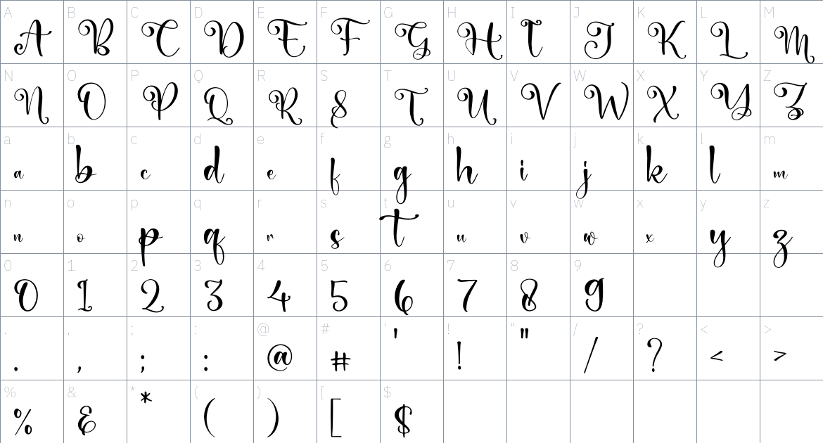 Hatchery font Character Map