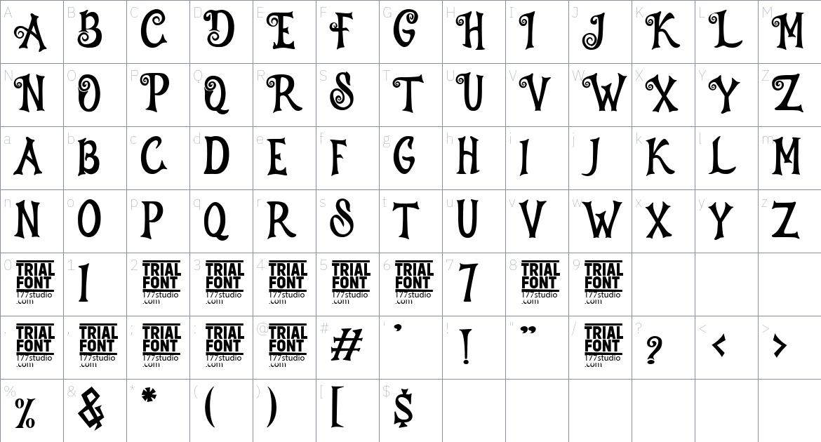 Halloween Emotions font Character Map