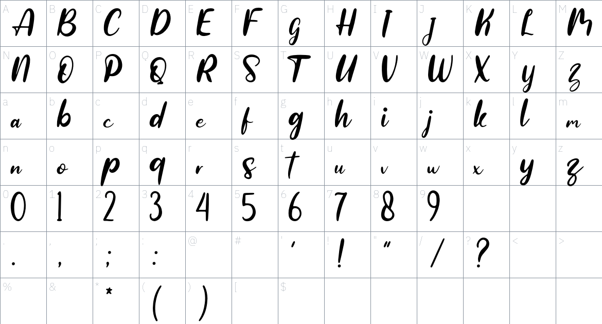 Raisley Font font Character Map