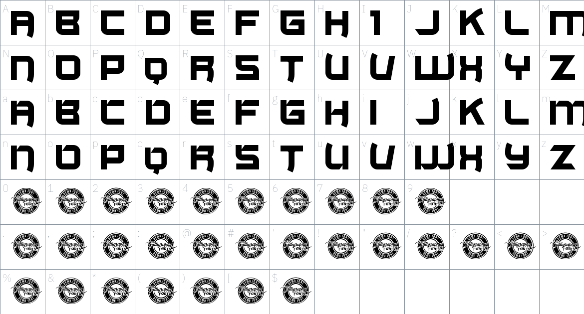 Monoscreen font Character Map