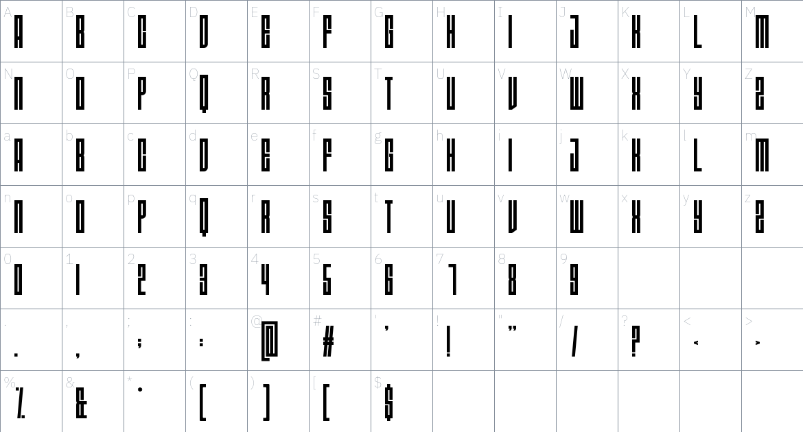 Maesiez font Character Map