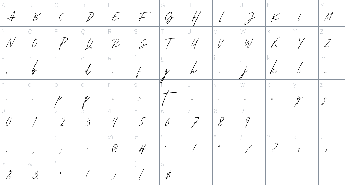 Aesthero Font font Character Map